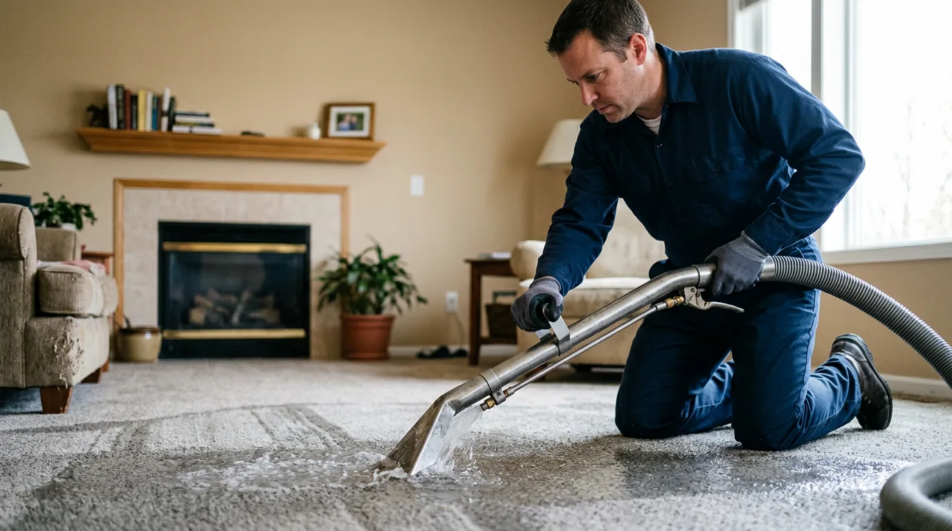 Water damage restoration technician working near Winthrop Harbor, IL